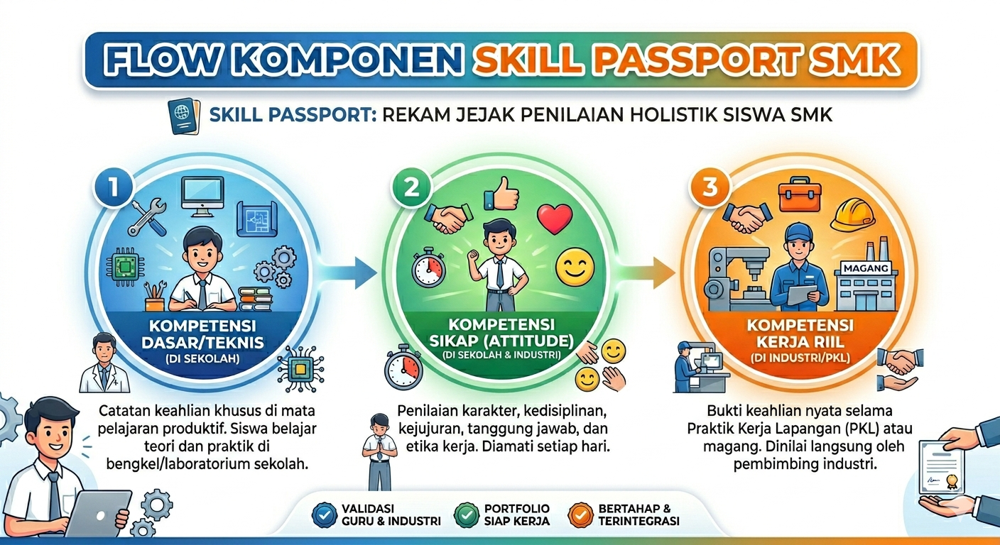 Diagram Alur Komponen Skill Passport SMK